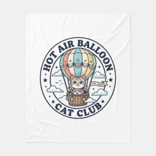 Hot Air Balloon Cat Cute Cat T-Shirt Design - Hot Fleece Blanket