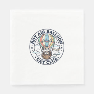 Hot Air Balloon Cat Cute Cat T-Shirt Design - Hot Napkin