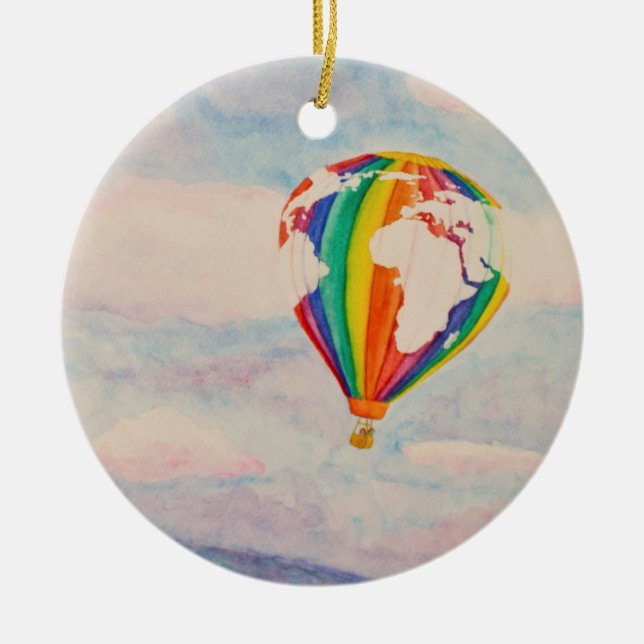 Hot Air Balloon Ceramic Tree Decoration (Front)