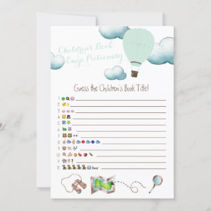 Hot Air Balloon Children's Book Emoji Baby Shower  Invitation