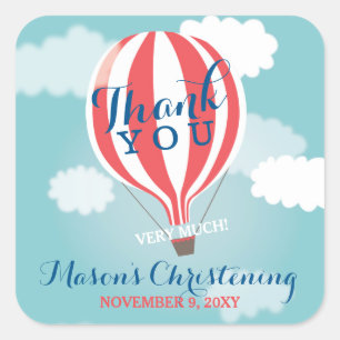 Hot Air Balloon Christening Thank You Stickers