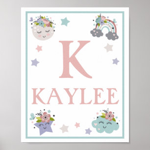 Hot Air Balloon Cloud, Rainbow, Moon Art Print Set