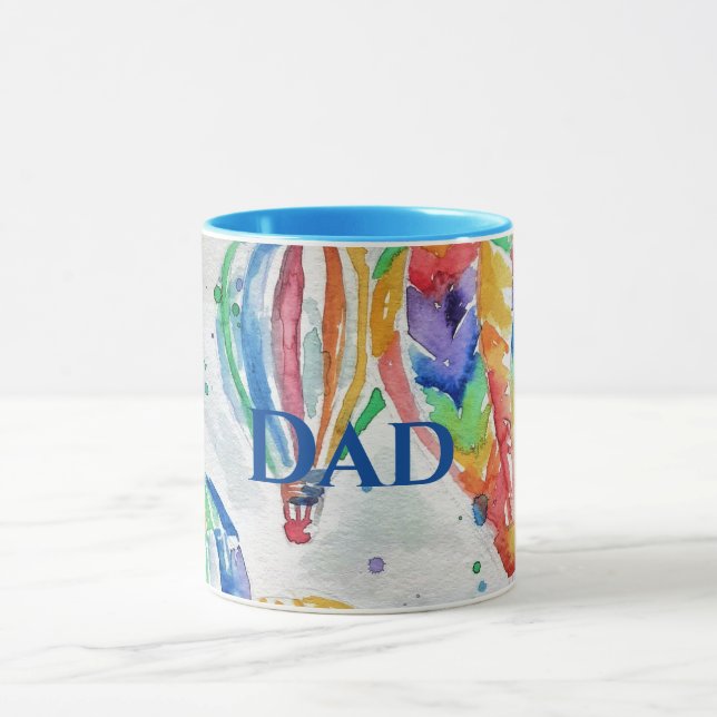 Hot Air Balloon Colorful Watercolor Painting Mug (Center)