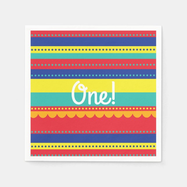 Hot Air Balloon Colourful Birthday Party Napkin (Front)