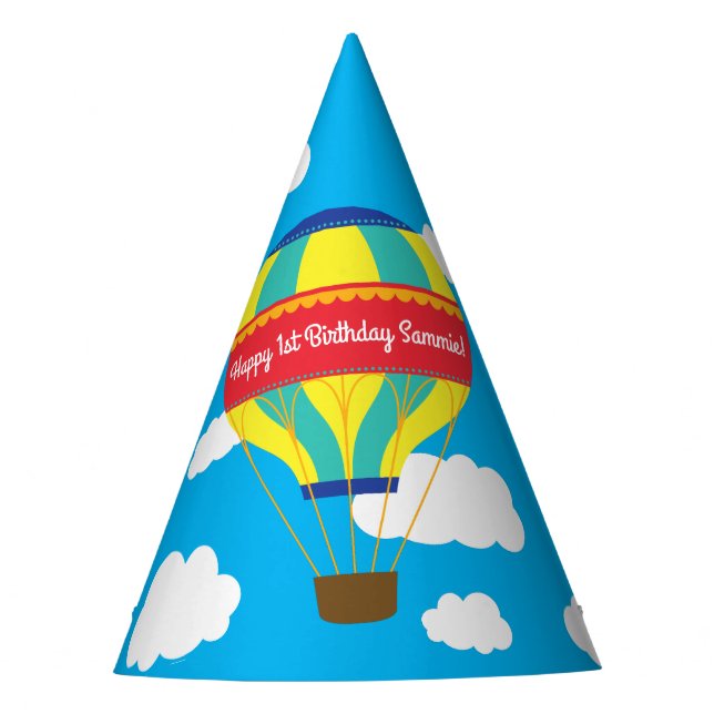 Hot Air Balloon Colourful Birthday Party Party Hat (Front)