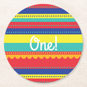 Hot Air Balloon Colourful Birthday Party Round Paper Coaster