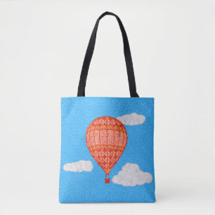 Hot Air Balloon, Coral Orange Against a Blue Sky Tote Bag