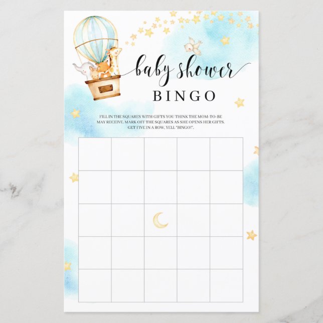 Hot air balloon cute animals baby shower game (Front)