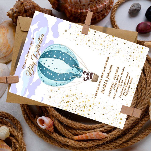 Hot Air Balloon Cute Animals Baptism invitation (Creator Uploaded)