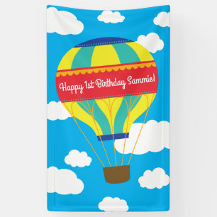 Hot Air Balloon Cute Colourful 1st Birthday Party Banner