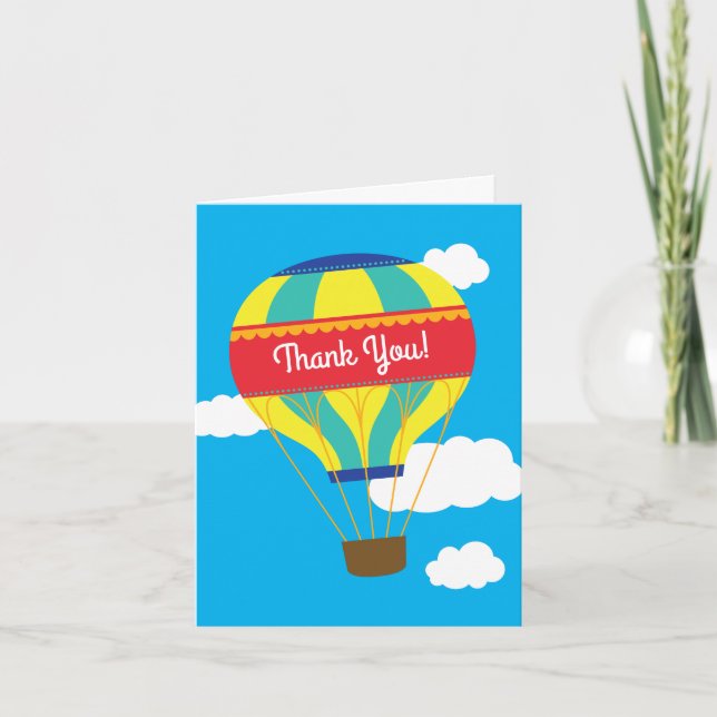 Hot Air Balloon Cute Colourful 1st Birthday Party Card (Front)
