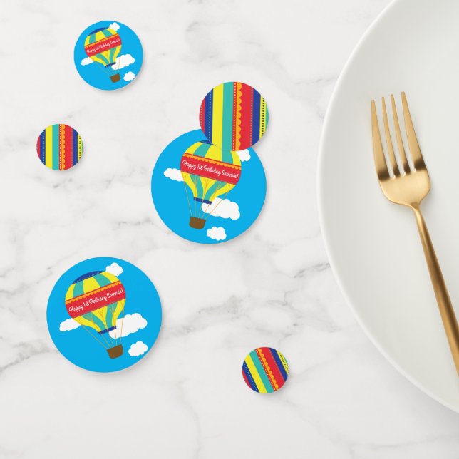 Hot Air Balloon Cute Colourful 1st Birthday Party Confetti (Group)