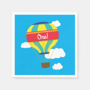 Hot Air Balloon Cute Colourful 1st Birthday Party Napkin