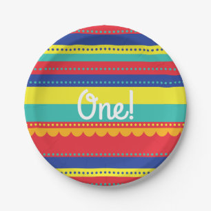 Hot Air Balloon Cute Colourful 1st Birthday Party Paper Plate