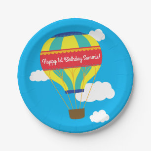 Hot Air Balloon Cute Colourful 1st Birthday Party Paper Plate