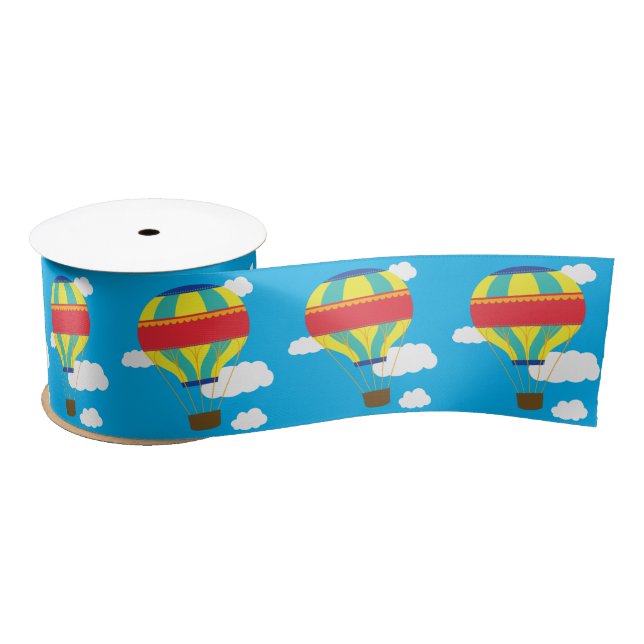 Hot Air Balloon Cute Colourful 1st Birthday Party Satin Ribbon (Spool)