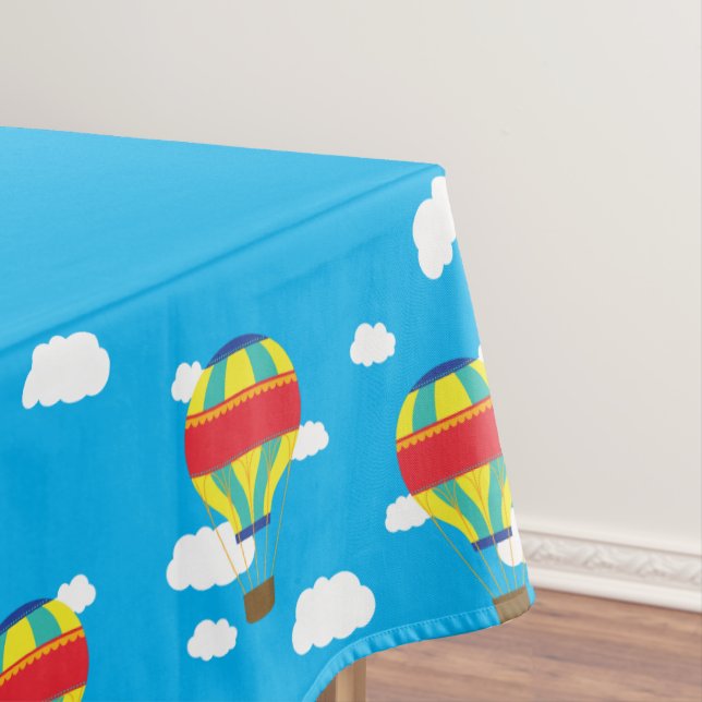 Hot Air Balloon Cute Colourful 1st Birthday Party Tablecloth (In Situ)