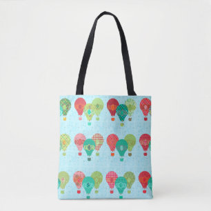 Hot Air Balloon Cute Vintage Pattern Illustration  Tote Bag