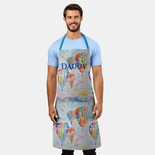 Hot Air Balloon Daddy colorful Watercolor Apron