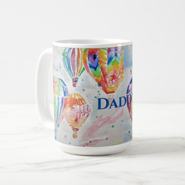 Hot Air Balloon Daddy colorful Watercolor Mug (Front Left)