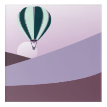 Hot Air Balloon Desert Green & Purple
