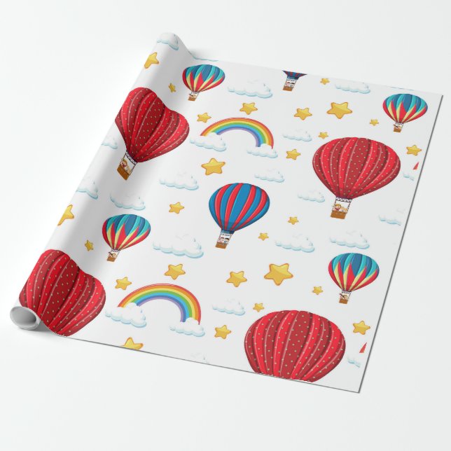 Hot Air Balloon design Wrapping Paper (Unrolled)