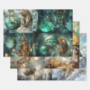 Hot Air Balloon Designs & Steampunk Wrapping Paper Sheet