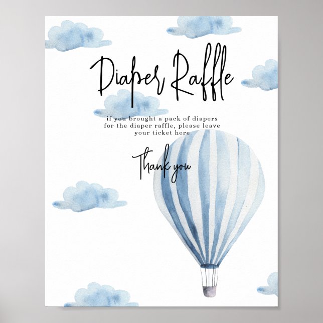 Hot air balloon - Diaper Raffle game Poster (Front)
