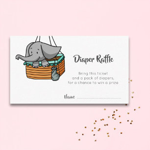 Hot Air Balloon Elephant Baby Shower Diaper Raffle Enclosure Card