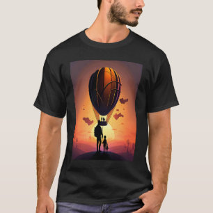 Hot Air Balloon Exploring Dad And Child In Hot Air T-Shirt