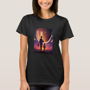 Hot Air Balloon Exploring Dad And Child In Hot Air T-Shirt