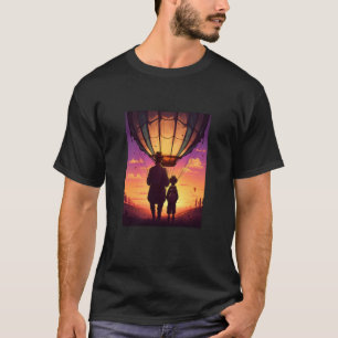 Hot Air Balloon Exploring Dad And Child In Hot Air T-Shirt