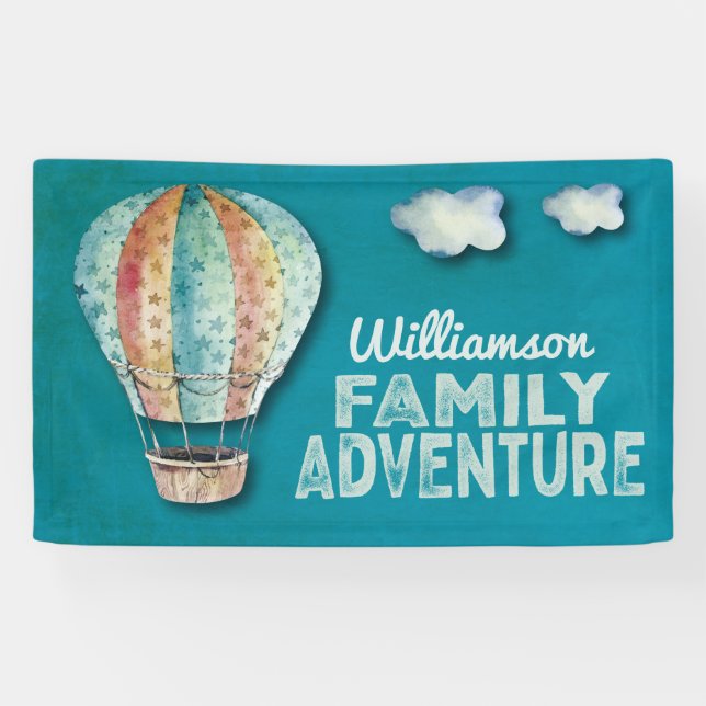 Hot Air Balloon Family Adventure Reunion Banner (Horizontal)