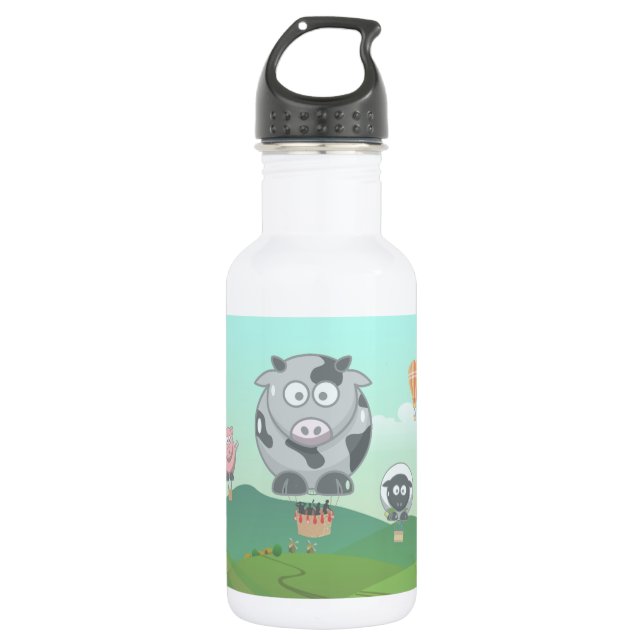 Hot Air Balloon Farm Animals 532 Ml Water Bottle (Front)