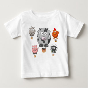Hot Air Balloon Farm Animals Baby T-Shirt