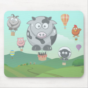 Hot Air Balloon Farm Animals Mouse Mat
