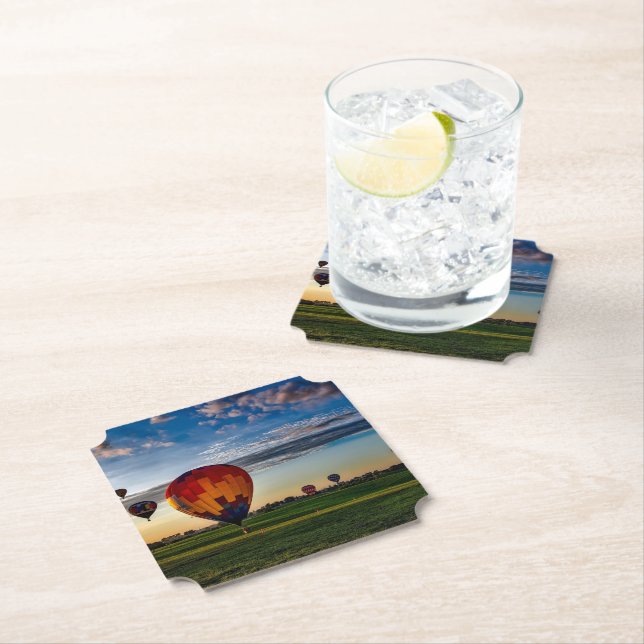 Hot Air Balloon Festival in a Beautiful Cloudy Sky Paper Coaster (Insitu)
