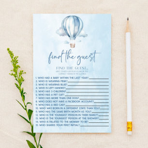 Hot Air Balloon Find The Guest Baby Shower Game