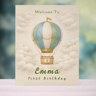 Hot Air Balloon First Birthday Acrylic Sign