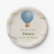 Hot Air Balloon First Birthday Paper Plates 