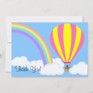 Hot Air Balloon Flat Greeting Card - on Blue