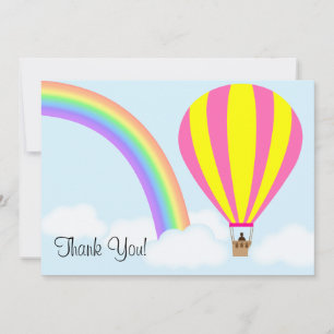 Hot Air Balloon Flat Greeting Card - on Light Blue