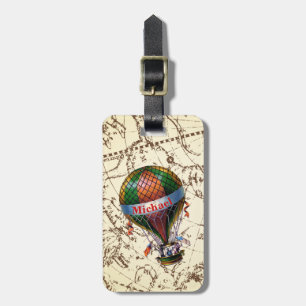 Hot Air Balloon Floats on Zodiac Sky Personalise Luggage Tag