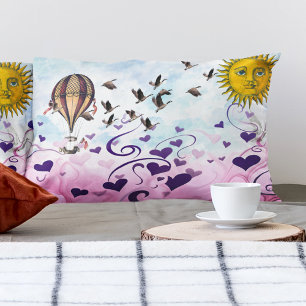 Hot Air Balloon Floats Over The Sea of Love Pillowcase
