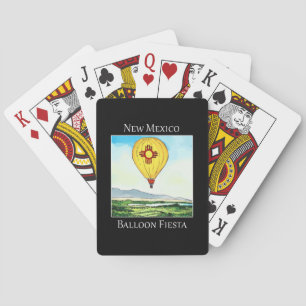 Hot air balloon flying over Albuquerque New Mexico Playing Cards