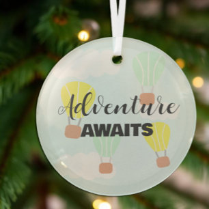 Hot Air Balloon Gender Neutral Baby Shower Glass Tree Decoration