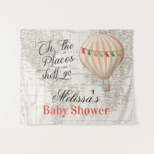 Hot Air Balloon Girl Baby Shower Backdrop Tapestry
