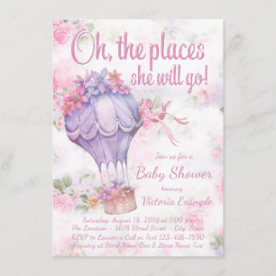 Hot Air Balloon Girl Baby Shower Invitations