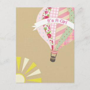 Hot Air Balloon Girly Baby Shower Invitation