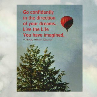 Hot Air Balloon Go Confidently Thoreau Quote Postcard